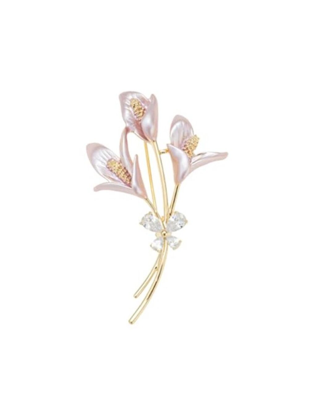 Elegant Pink Lily Flower Brooch Pin for Women – Rhinestone Lily Lapel Pin for
